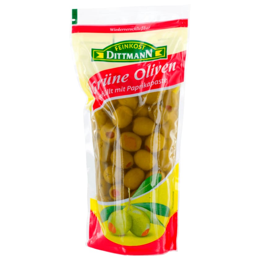 Feinkost Dittmann Oliven grün mit Paprikapaste 250g